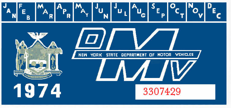 (image for) 1974 New York REGISTRATION Sticker